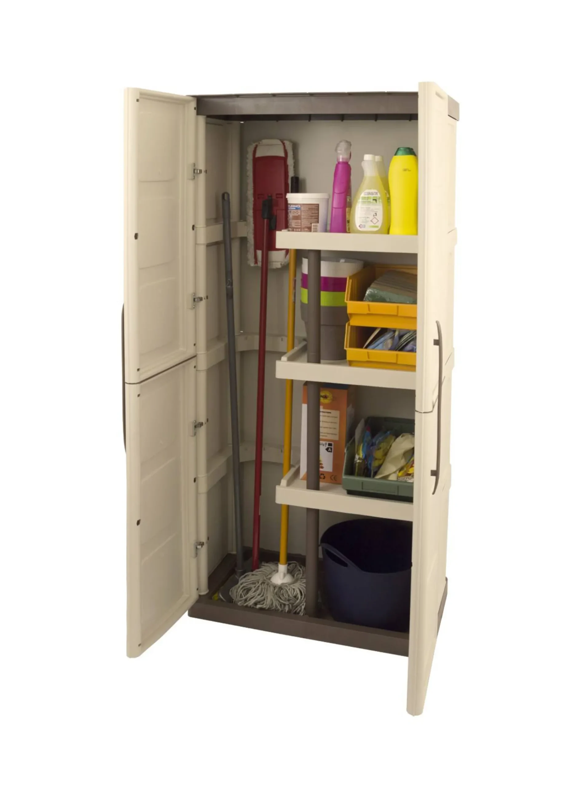 Armadio da esterno Ipno, Beige e Marrone, Finitura quadri<Dmora Outlet