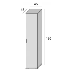Armadio multiuso 1 anta Aloise, 45x45h195 cm,<Dmora Best