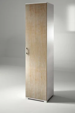 Armadio multiuso 1 anta Aloise, 45x45h195 cm, Rovere e Bianco<Dmora Discount