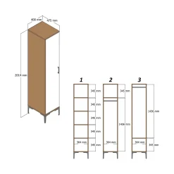 Armadio multiuso 1 anta Asfodelo, 40x201h48 cm, Noce e Antracite<Dmora Best