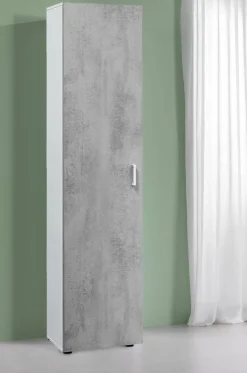 Armadio multiuso 1 anta Avlis, 41x37h182 cm, Cemento e Bianco<Dmora Outlet