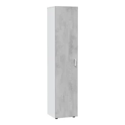 Armadio multiuso 1 anta Avlis, 41x37h182 cm, Cemento e Bianco<Dmora Outlet