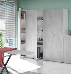 Armadio multiuso 1 anta Avlis, 41x37h182 cm, Cemento e Bianco<Dmora Outlet