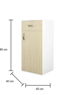 Armadio multiuso 1 anta Basiglio, 45x40h85 cm, Bianco e Rovere<Dmora Hot