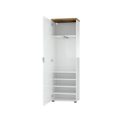 Armadio multiuso 1 anta Dcun, 60x40h190 cm, Bianco lucido e Rovere<Dmora Clearance