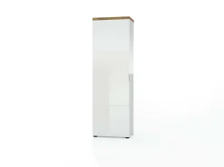 Armadio multiuso 1 anta Dcun, 60x40h190 cm, Bianco lucido e Rovere<Dmora Clearance