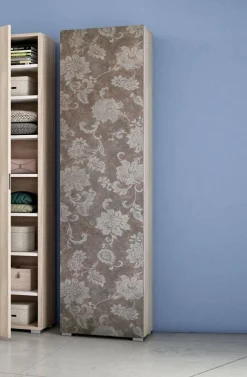 Armadio multiuso 1 anta Ddarbo, 50x30h182 cm, Olmo e fantasia<Dmora New