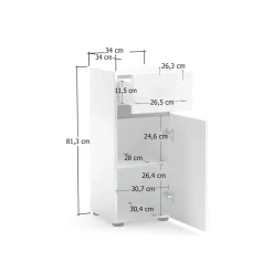 Armadio multiuso 1 anta Delazzouz, 34x34h81 cm,<Dmora Cheap