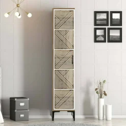 Armadio multiuso 1 anta Giusta, 48x40h201 cm, Noce e Bianco<Dmora New