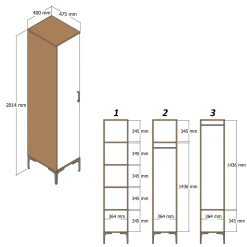 Armadio multiuso 1 anta Giusta, 40x201h48 cm, Noce e Antracite<Dmora Flash Sale