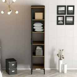 Armadio multiuso 1 anta Giusta, 40x201h48 cm, Noce e Antracite<Dmora Flash Sale