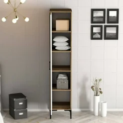 Armadio multiuso 1 anta Giusta, 40x201h48 cm, Noce e Bianco<Dmora Best