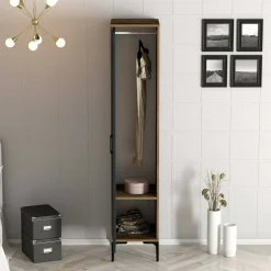 Armadio multiuso 1 anta Giusta, 40x201h48 cm, Noce e Antracite<Dmora Flash Sale