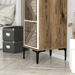 Armadio multiuso 1 anta Giusta, 48x40h201 cm, Noce e Bianco<Dmora New