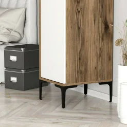 Armadio multiuso 1 anta Giusta, 40x201h48 cm, Noce e Bianco<Dmora Best