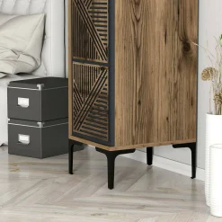Armadio multiuso 1 anta Giusta, 48x40h201 cm, Noce e Antracite<Dmora Online