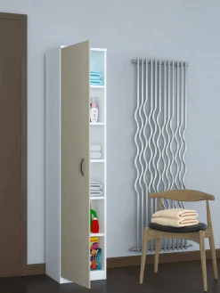 Armadio multiuso 1 anta Ivo, 40x36h186 cm, Bianco e Rovere<Dmora Flash Sale