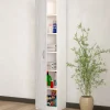 Armadio multiuso 1 anta Ivo, 40x36h186 cm, Bianco e Cemento<Dmora Hot