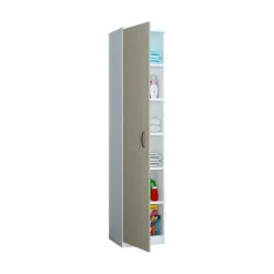 Armadio multiuso 1 anta Ivo, 40x36h186 cm, Bianco e Rovere<Dmora Flash Sale