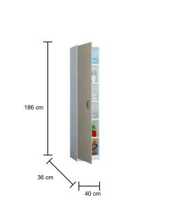 Armadio multiuso 1 anta Ivo, 40x36h186 cm, Bianco e Rovere<Dmora Flash Sale