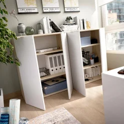 Armadio multiuso 2 ante Alicha, 79x40h96 cm, Bianco e Rovere<Dmora Sale
