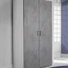 Armadio multiuso 2 ante Aliosha, 90x45h195 cm, Cemento e Bianco<Dmora Outlet