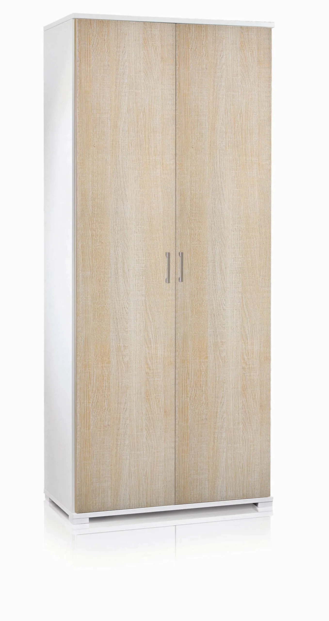 Armadio multiuso 2 ante Aliosha, 90x45h195 cm, Rovere e Bianco<Dmora Discount