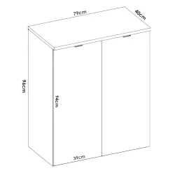 Armadio multiuso 2 ante Alicha, 79x40h96 cm, Bianco e Rovere<Dmora Sale