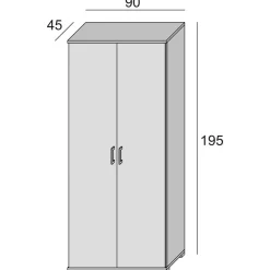 Armadio multiuso 2 ante Aliosha, 90x45h195 cm, Cemento e Bianco<Dmora Outlet