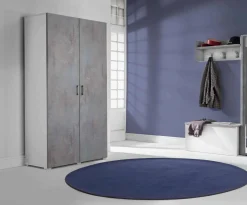 Armadio multiuso 2 ante Aliosha, 90x45h195 cm, Cemento e Bianco<Dmora Outlet