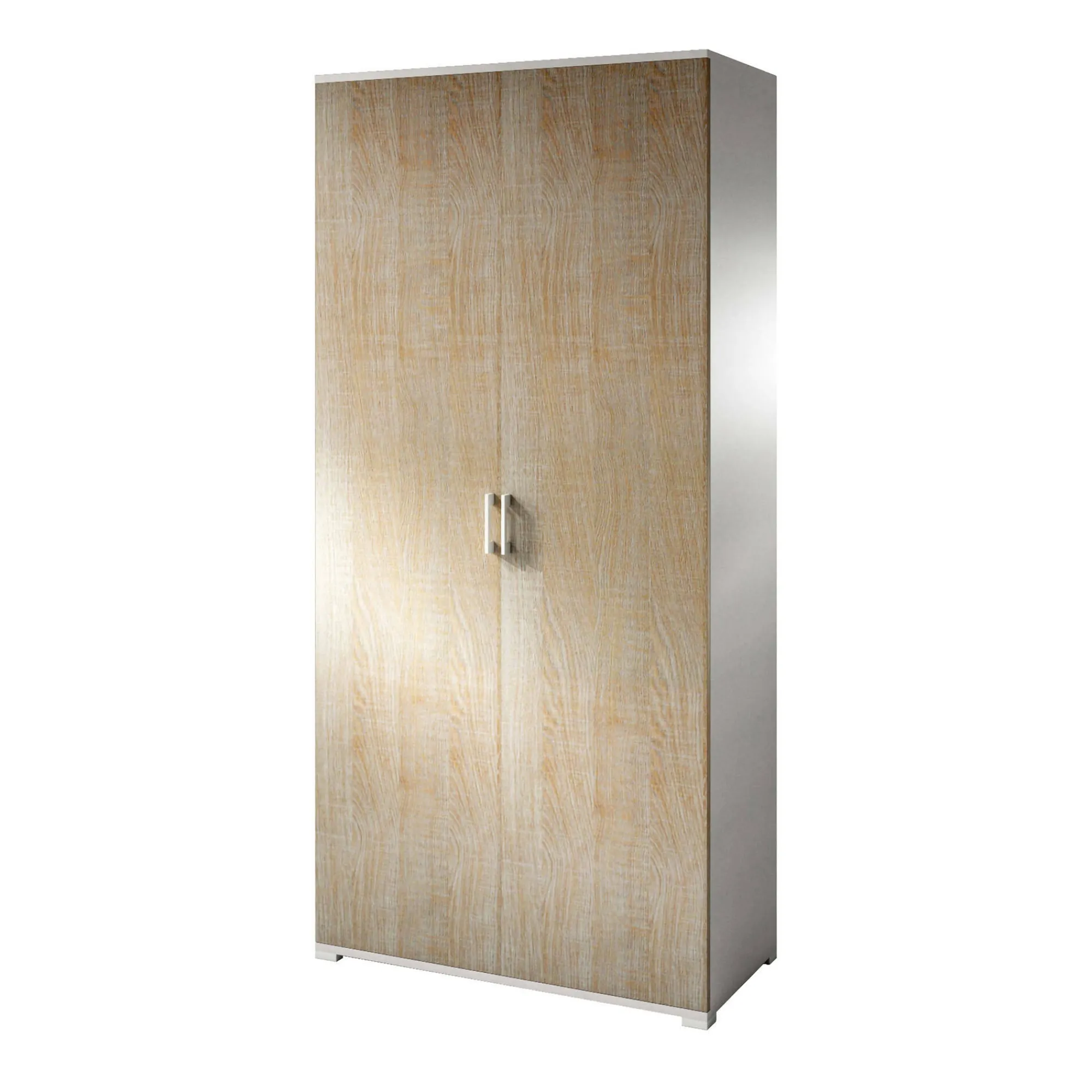 Armadio multiuso 2 ante Aliosha, 90x45h195 cm, Rovere e Bianco<Dmora Discount