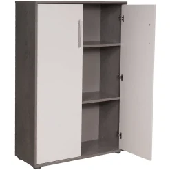 Armadio multiuso 2 ante Angie, 79x34h118 cm, Cemento e Bianco<Dmora Outlet
