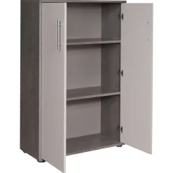 Armadio multiuso 2 ante Angie, 79x34h118 cm, Cemento e Bianco<Dmora Outlet