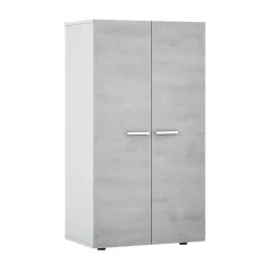 Armadio multiuso 2 ante Arful, 55x36h103 cm, Bianco e Cemento<Dmora Online