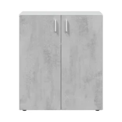 Armadio multiuso 2 ante Argento, 80x37h92 cm, Cemento e Bianco<Dmora Cheap