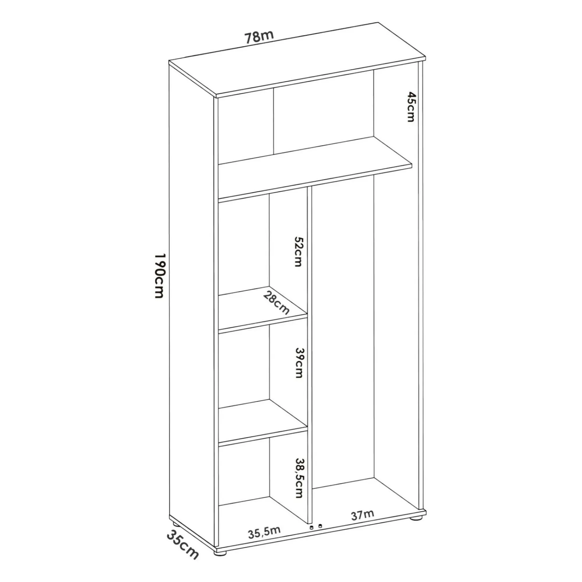 Armadio multiuso 2 ante Arna, 78x35h190 cm,<Dmora Cheap