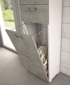 Armadio multiuso 2 ante Aryanne, 45x32h195 cm, Cemento e Bianco<Dmora Hot