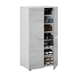 Armadio multiuso 2 ante Arful, 55x36h103 cm, Bianco e Cemento<Dmora Online