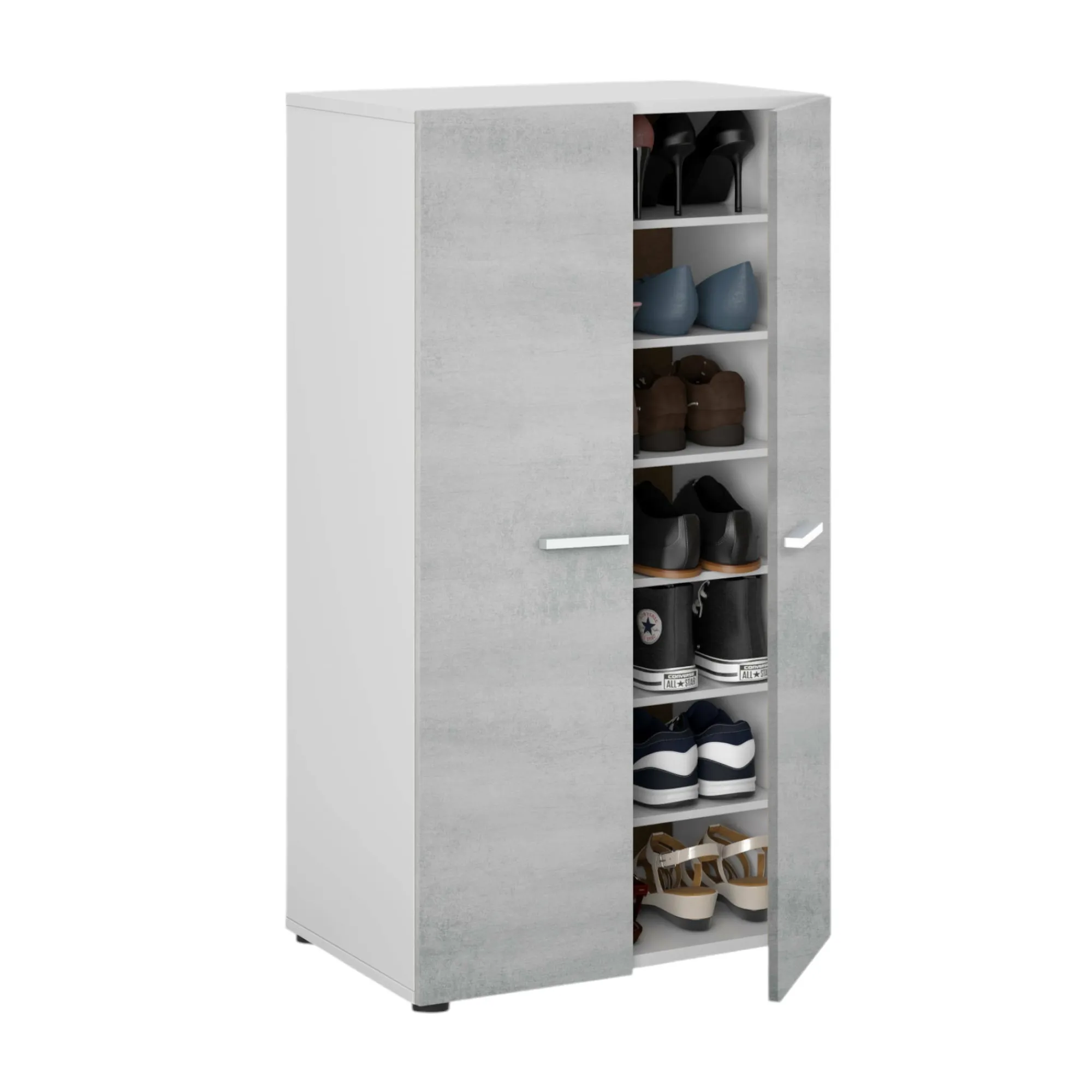 Armadio multiuso 2 ante Arful, 55x36h103 cm, Bianco e Cemento<Dmora Online