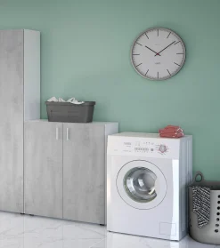 Armadio multiuso 2 ante Argento, 80x37h92 cm, Cemento e Bianco<Dmora Cheap