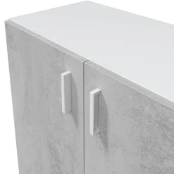 Armadio multiuso 2 ante Argento, 80x37h92 cm, Cemento e Bianco<Dmora Cheap