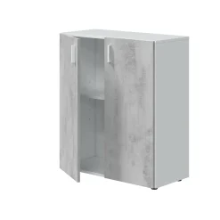 Armadio multiuso 2 ante Argento, 80x37h92 cm, Cemento e Bianco<Dmora Cheap