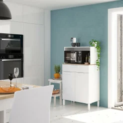 Armadio multiuso 2 ante Asaro, 72x40h126 cm, Bianco e Rovere<Dmora Hot