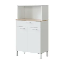 Armadio multiuso 2 ante Asaro, 72x40h126 cm, Bianco e Rovere<Dmora Hot