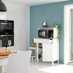 Armadio multiuso 2 ante Asaro, 72x40h126 cm, Bianco e Rovere<Dmora Hot