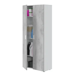 Armadio multiuso 2 ante Ashkita, 80x37h182 cm, Cemento e Bianco<Dmora Store