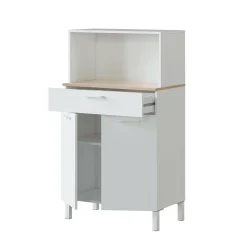 Armadio multiuso 2 ante Asaro, 72x40h126 cm, Bianco e Rovere<Dmora Hot