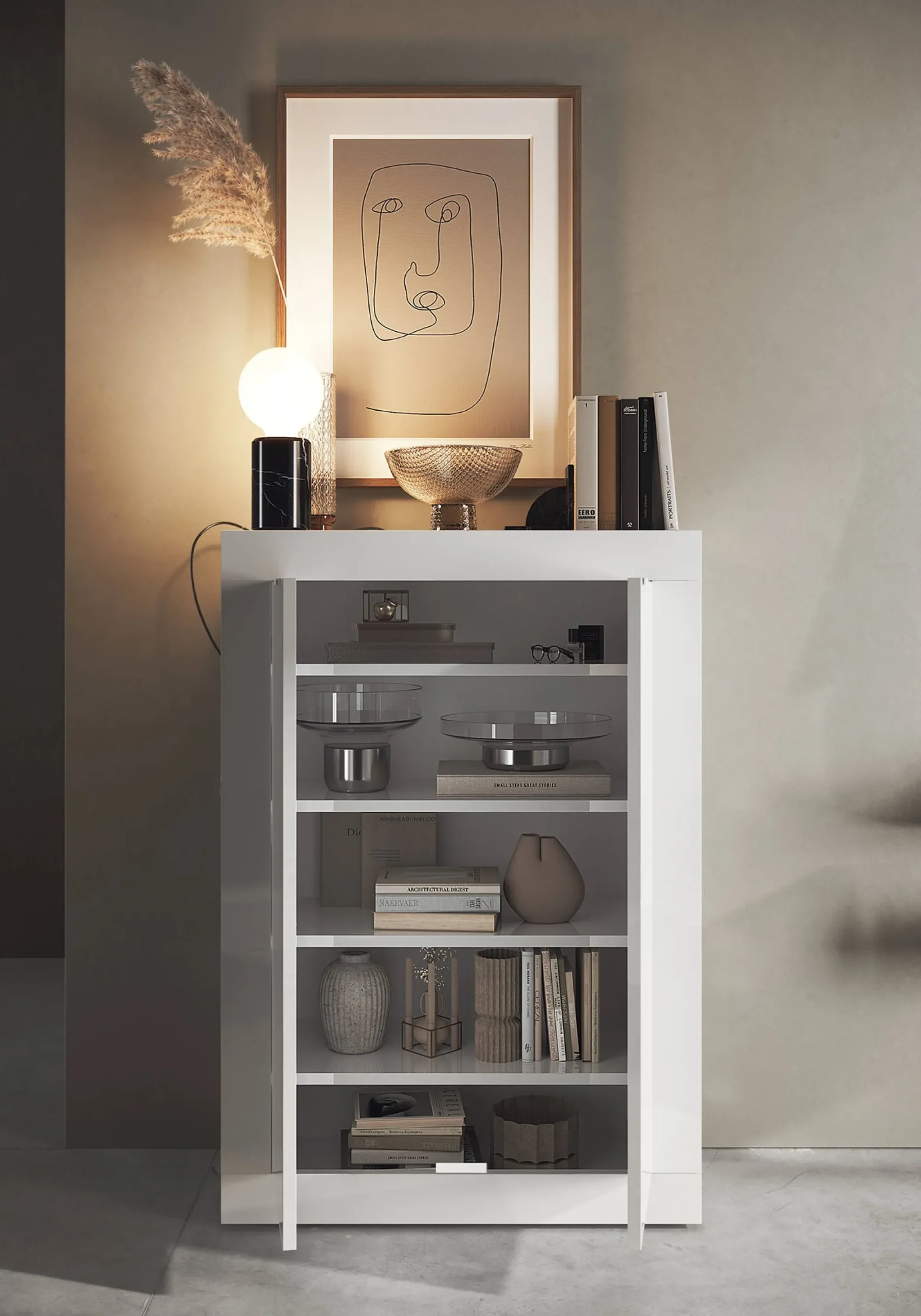 Armadio multiuso 2 ante Bienvenu, 78x35 h113 cm,<Dmora Fashion