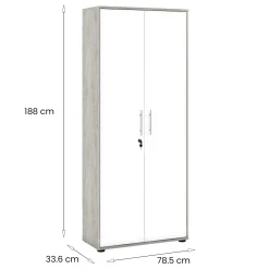 Armadio multiuso 2 ante Dabildgaar, 79x188h34 cm, Bianco e Cemento<Dmora Store