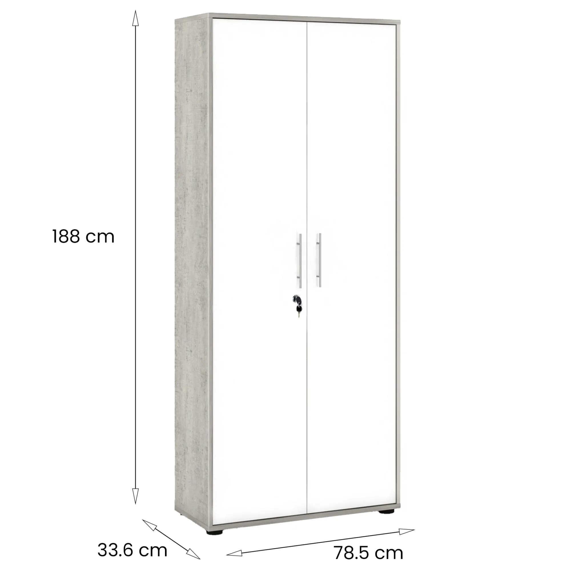 Armadio multiuso 2 ante Dabildgaar, 79x188h34 cm, Bianco e Cemento<Dmora Store